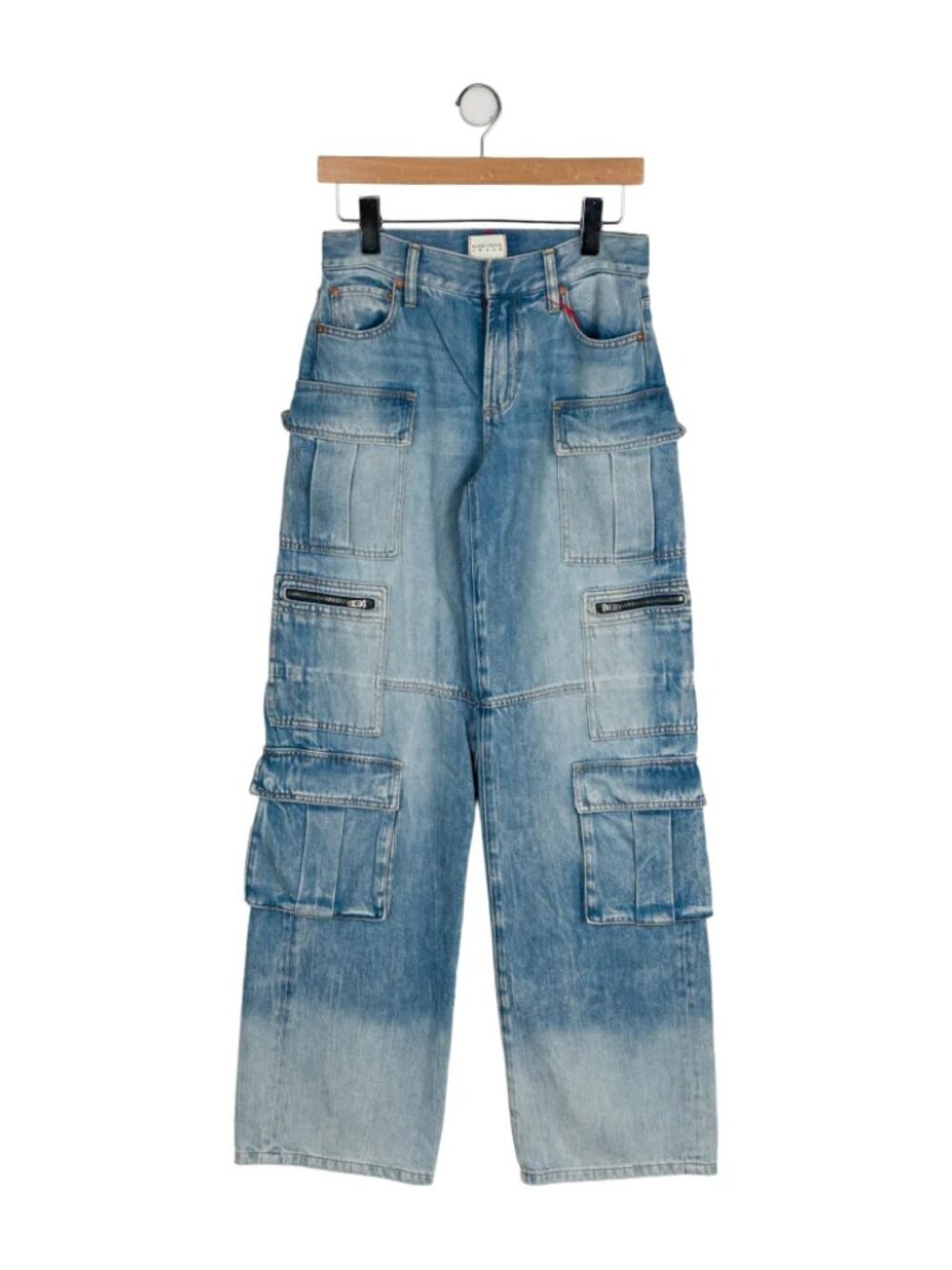 NWT Alice + Olivia Cay Baggy Denim Cargo Jeans in Brea Blue - Size 25 - Picture 4 of 5